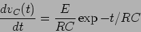 \begin{displaymath}
{{dv_C(t)}\over {dt}} = {E\over {RC}} \exp{-t/RC}
\end{displaymath}